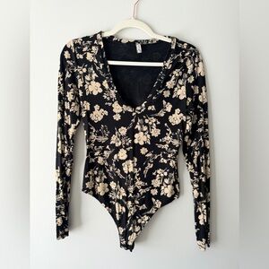 Free People Floral Long Sleeve Bodysuit